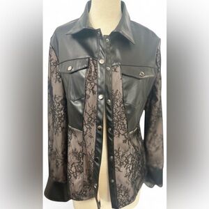 Black and Gray Lace Women's Leather Jacket Women's Size Medium (New with Tag)